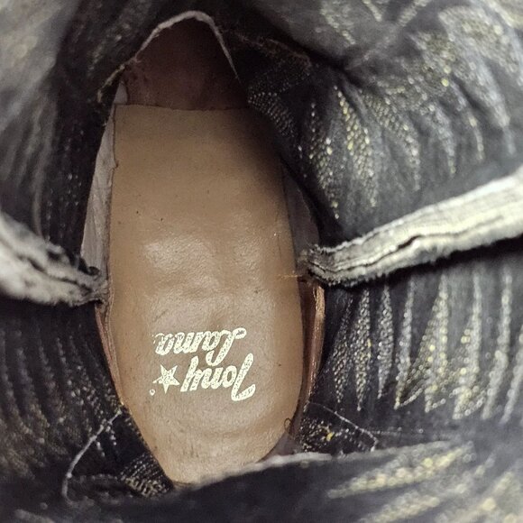 Vintage Tony Lama Exotic Yellow Black Python Snake Cowboy Boots Womens 5 Western - Picture 10 of 15